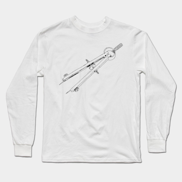 Illustrated Drafting Compass Long Sleeve T-Shirt by H. R. Sinclair