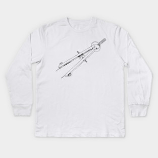 Illustrated Drafting Compass Kids Long Sleeve T-Shirt
