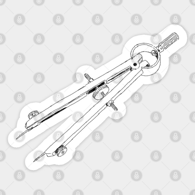 Illustrated Drafting Compass Sticker by H. R. Sinclair
