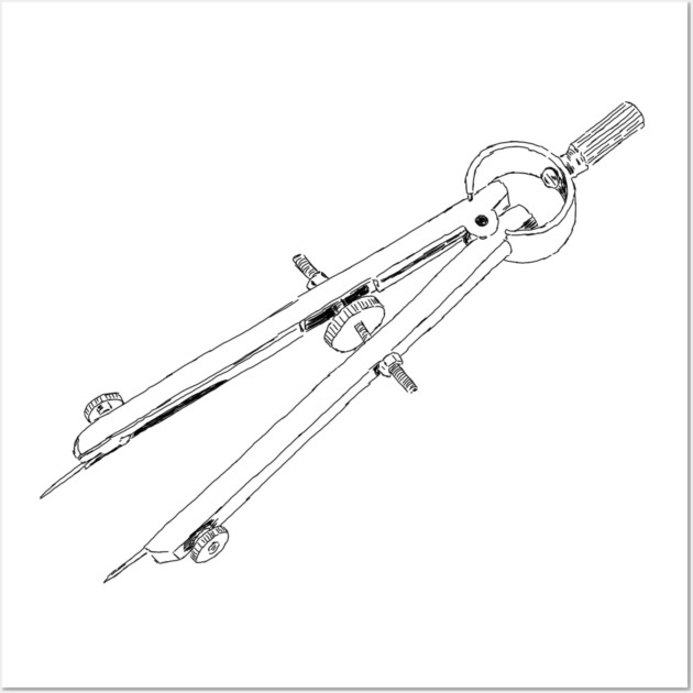 Illustrated Drafting Compass Wall Art by H. R. Sinclair