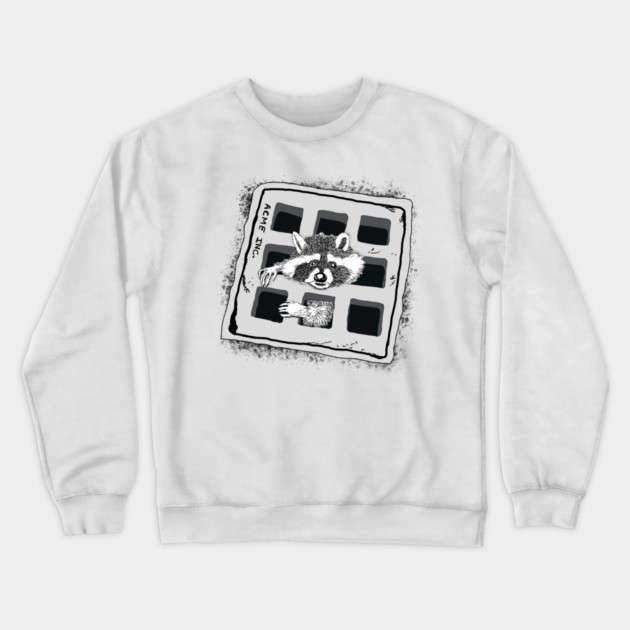 Raccoon Stuck in Grate Illustration Crewneck Sweatshirt by H. R. Sinclair