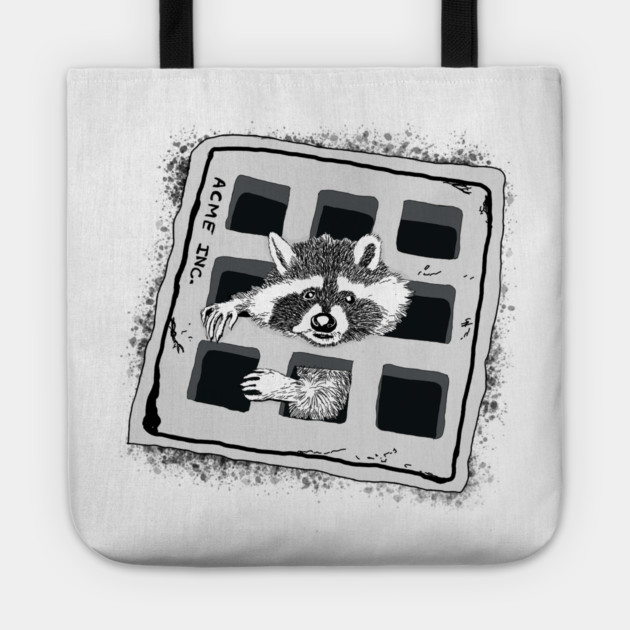 Raccoon Stuck in Grate Illustration Tote by H. R. Sinclair