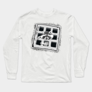 Raccoon Stuck in Grate Illustration Long Sleeve T-Shirt