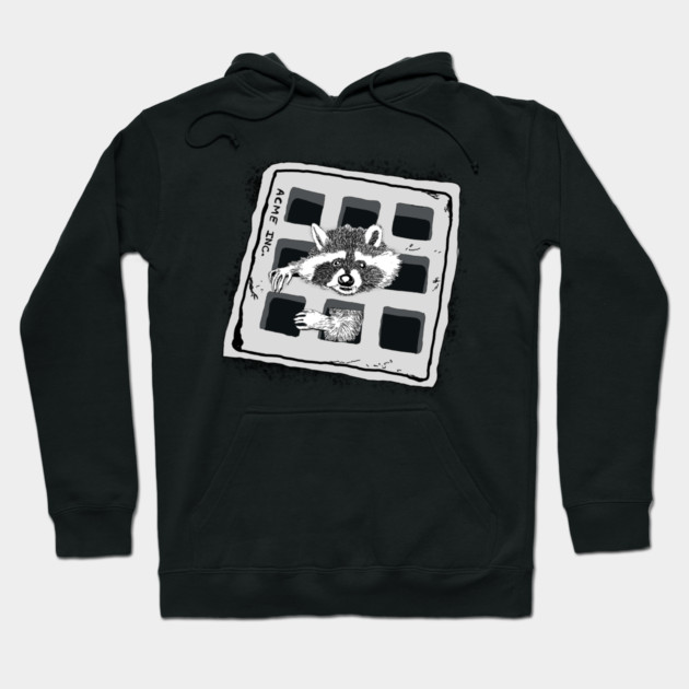 Raccoon Stuck in Grate Illustration Hoodie by H. R. Sinclair