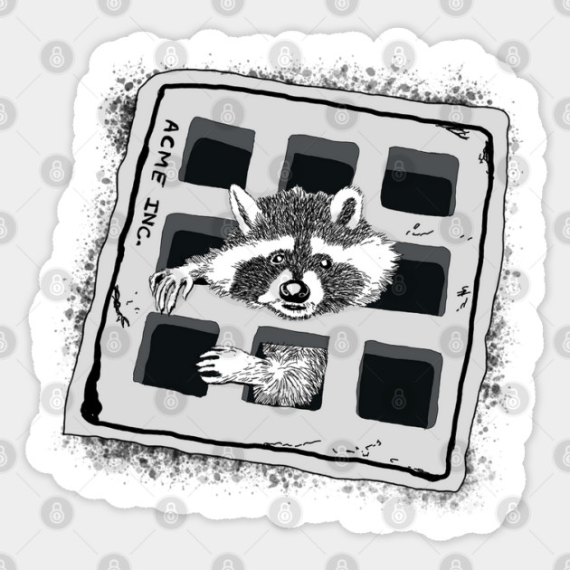 Raccoon Stuck in Grate Illustration Sticker by H. R. Sinclair