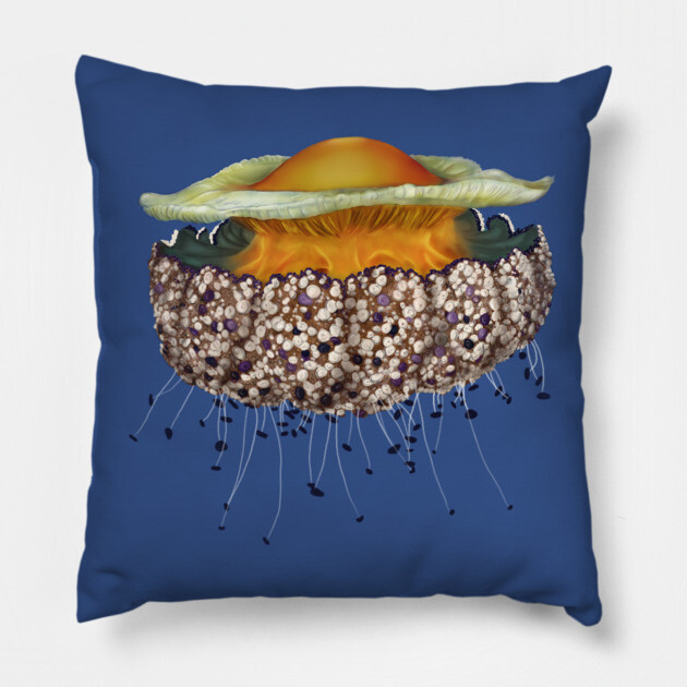 Illustrated Fried Egg Jellyfish Pillow by H. R. Sinclair
