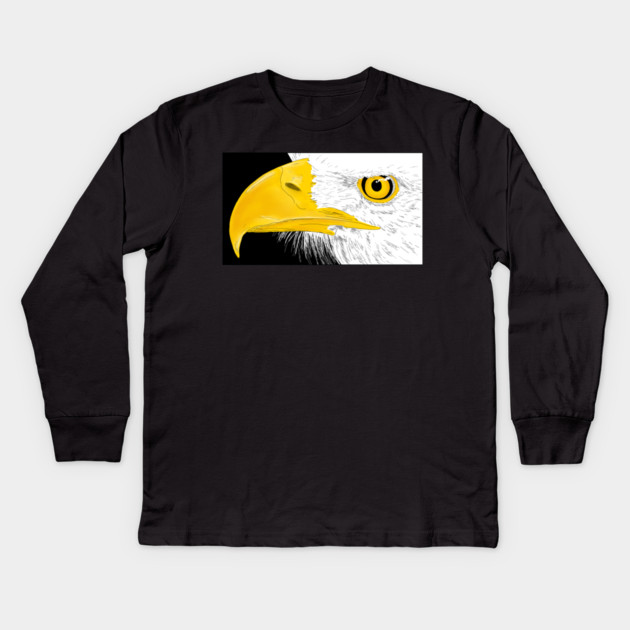 Eagle Line Art Kids Long Sleeve T-Shirt by H. R. Sinclair
