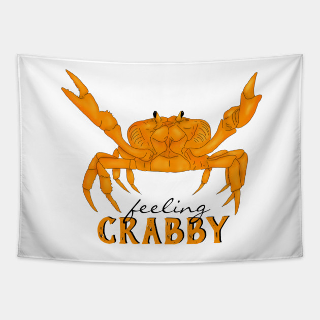 Feeling Crabby, orange crab Tapestry by H. R. Sinclair