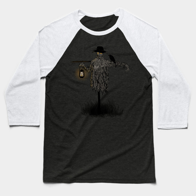 Scarecrow & Lantern Baseball T-Shirt by H. R. Sinclair