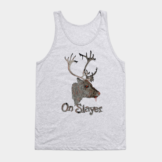 On Slayer Christmas Reindeer Tank Top by H. R. Sinclair
