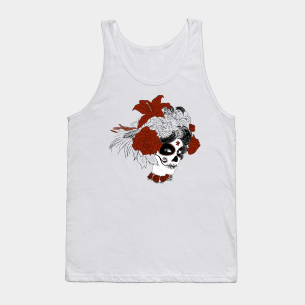 Día de los Muertos Skull Face Tank Top by H. R. Sinclair