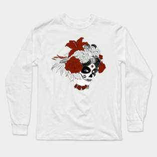 Día de los Muertos Skull Face Long Sleeve T-Shirt