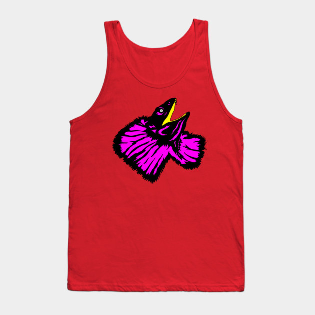 Stylized Neon Pink Frilled-neck Lizard Tank Top by H. R. Sinclair