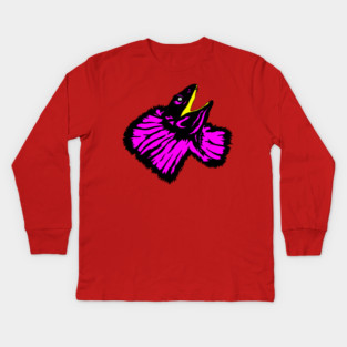 Stylized Neon Pink Frilled-neck Lizard Kids Long Sleeve T-Shirt