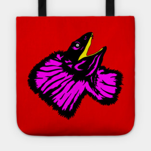Stylized Neon Pink Frilled-neck Lizard Tote