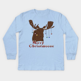 Merry Christmas Moose Kids Long Sleeve T-Shirt