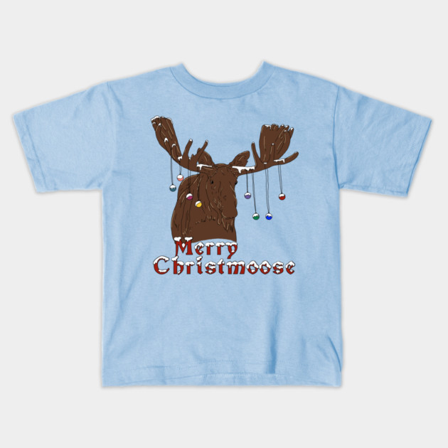 Merry Christmas Moose Kids T-Shirt by H. R. Sinclair