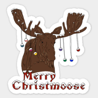 Merry Christmas Moose Sticker