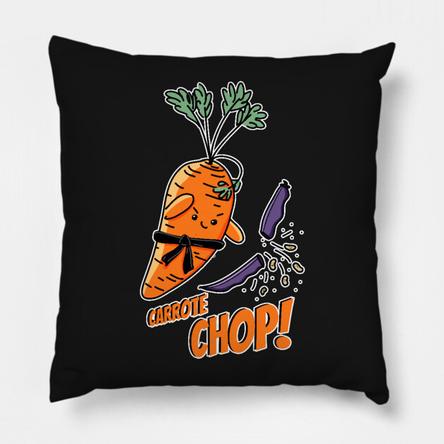 Carrote Chop! pun Pillow by H. R. Sinclair