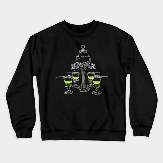 Illustrated Absinthe Set Crewneck Sweatshirt by H. R. Sinclair