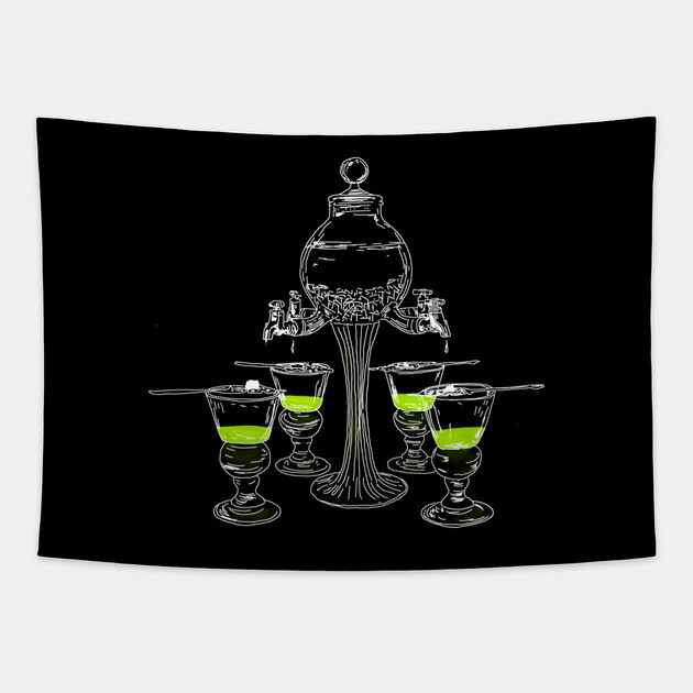 Illustrated Absinthe Set Tapestry by H. R. Sinclair