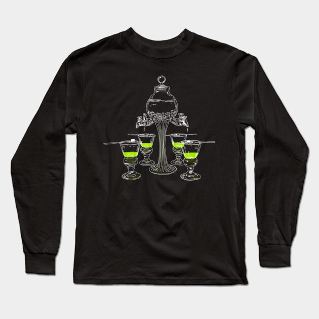 Illustrated Absinthe Set Long Sleeve T-Shirt by H. R. Sinclair
