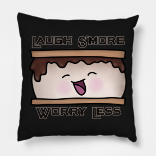 Laugh S'more Worry Less Food Pun Pillow