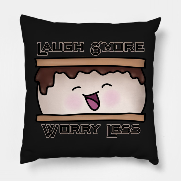 Laugh S'more Worry Less Food Pun Pillow by H. R. Sinclair