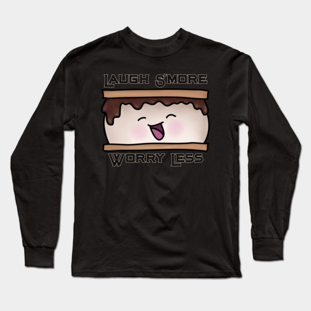 Laugh S'more Worry Less Food Pun Long Sleeve T-Shirt by H. R. Sinclair