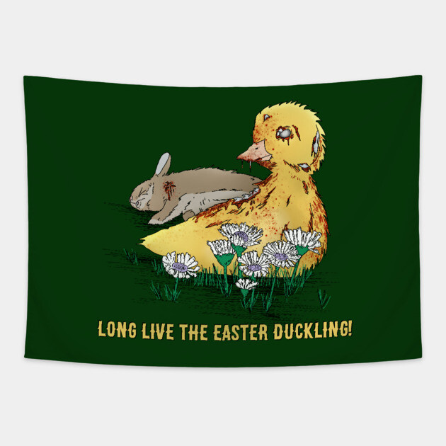 Vampire-Zombie Easter Duckling Tapestry by H. R. Sinclair