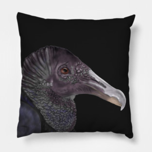 Black Vulture Illustration Pillow