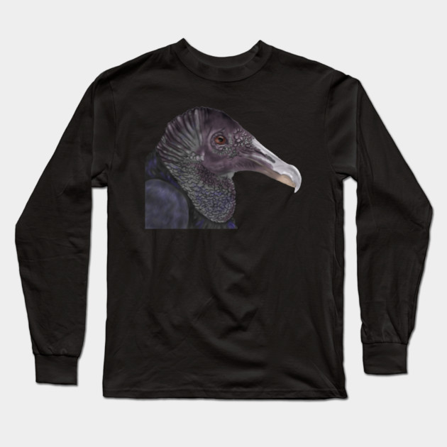 Black Vulture Illustration Long Sleeve T-Shirt by H. R. Sinclair