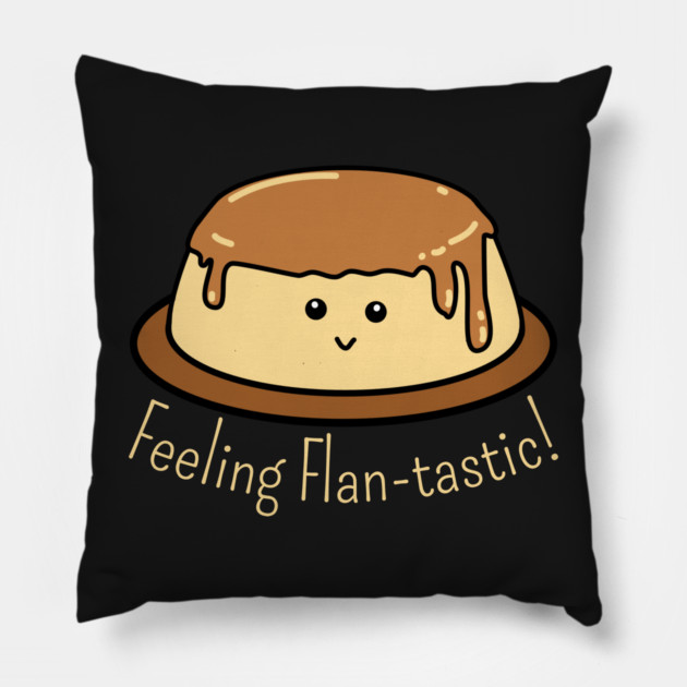 Flan-tastic Food Pun Pillow by H. R. Sinclair