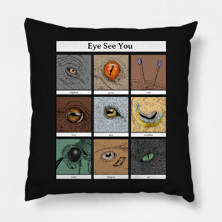Eye See You Animal Pun, animal eyes Pillow