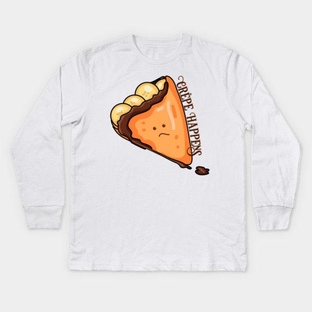 Crêpe Happens Food Pun Kids Long Sleeve T-Shirt by H. R. Sinclair