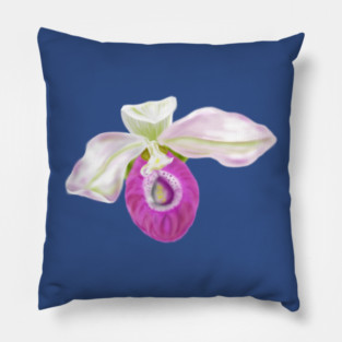Lady Slipper Orchid Digital Art Pillow