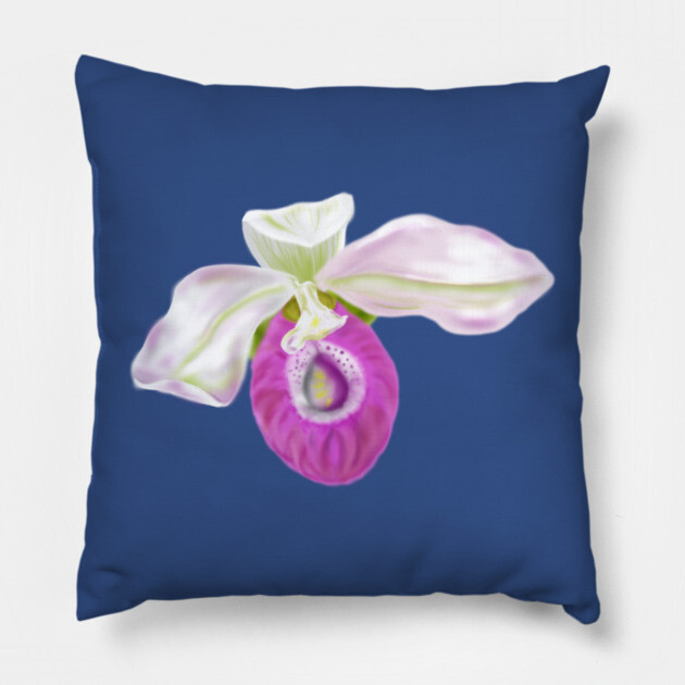 Lady Slipper Orchid Digital Art Pillow by H. R. Sinclair