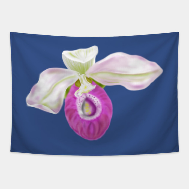 Lady Slipper Orchid Digital Art Tapestry by H. R. Sinclair