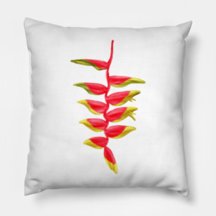 Red & Yellow Heliconia, Lobster-claws Digital Art Pillow