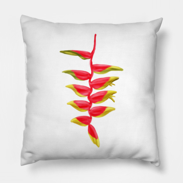 Red & Yellow Heliconia, Lobster-claws Digital Art Pillow by H. R. Sinclair