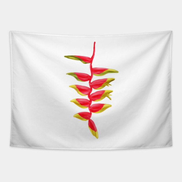 Red & Yellow Heliconia, Lobster-claws Digital Art Tapestry by H. R. Sinclair