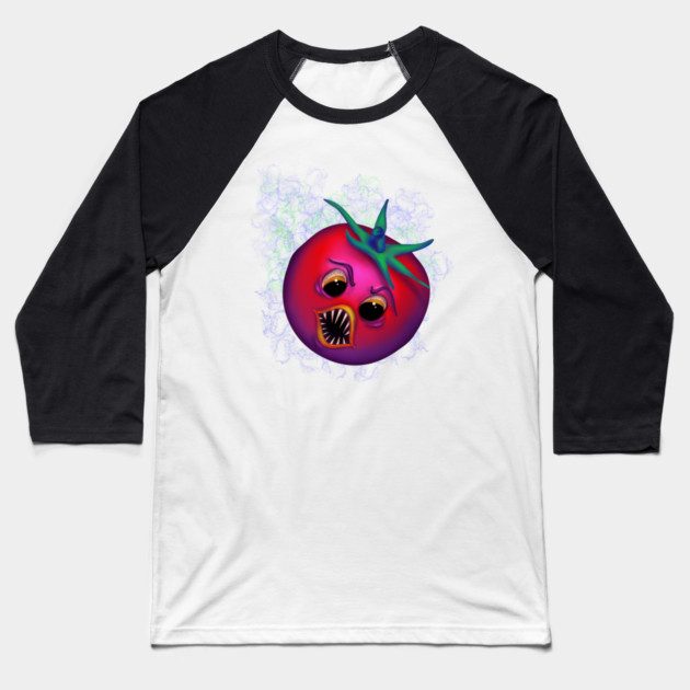 Evil Tomato Baseball T-Shirt by H. R. Sinclair