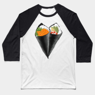 Illustrated Sushi Handroll Baseball T-Shirt