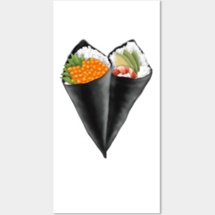 Illustrated Sushi Handroll Posters and Art