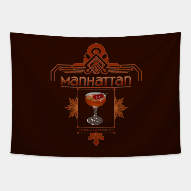 Retro Manhattan Cocktail Illustration Tapestry by H. R. Sinclair