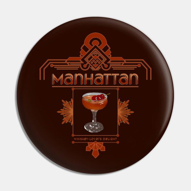 Retro Manhattan Cocktail Illustration Pin by H. R. Sinclair