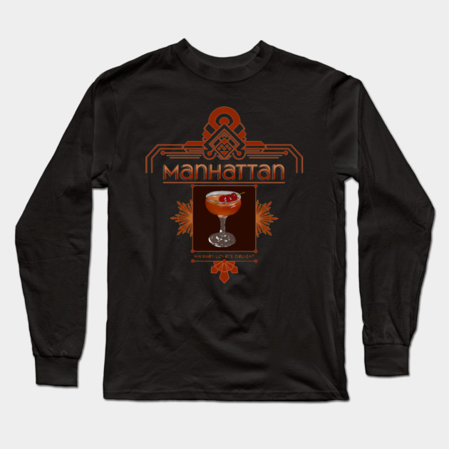 Retro Manhattan Cocktail Illustration Long Sleeve T-Shirt by H. R. Sinclair