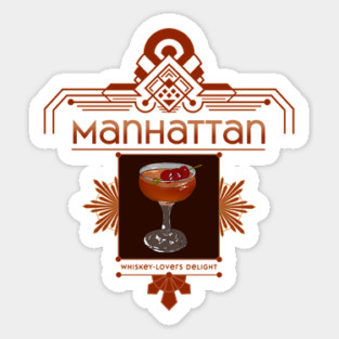 Retro Manhattan Cocktail Illustration Sticker