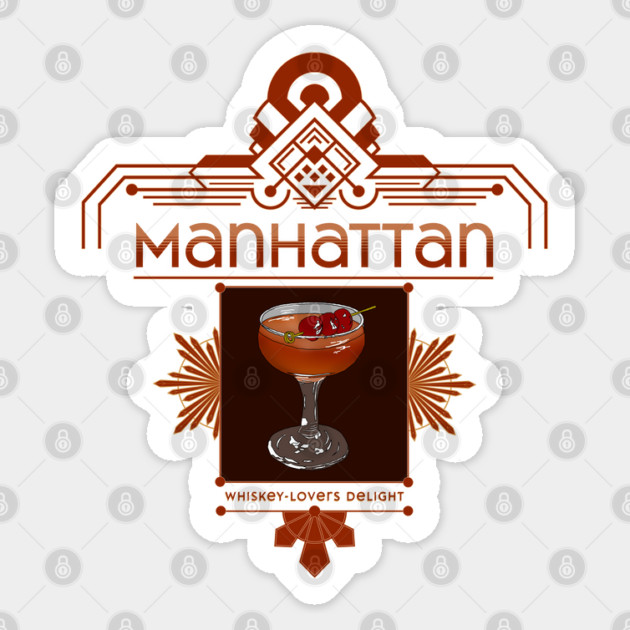 Retro Manhattan Cocktail Illustration Sticker by H. R. Sinclair