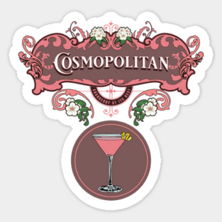 Retro Cosmopolitan Cocktail Sticker